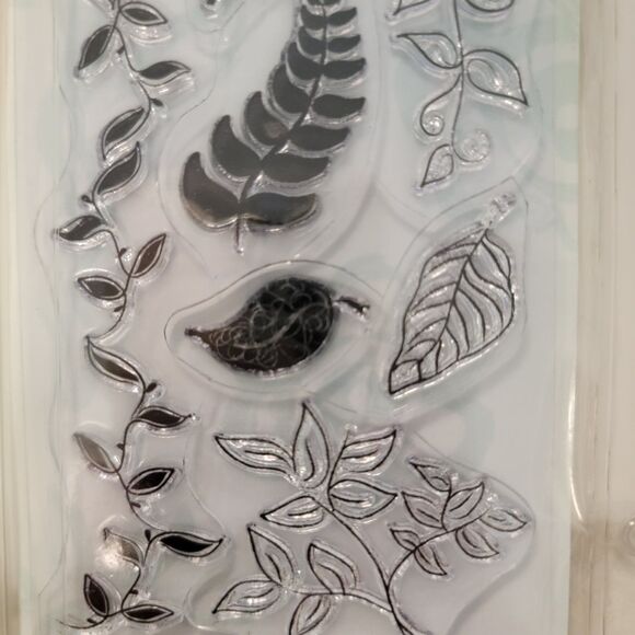GRAPHIC FLOWERS AND LEAVES Clear Cling Stamps Lot of 2 Pkgs - 3 Sheets - Picture 4 of 12